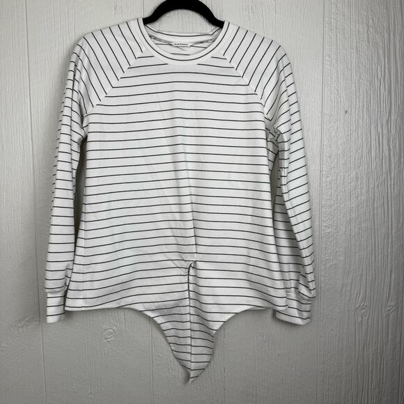 Club Monaco Black White Striped Long Sleeve Tie Front Shirt Size Small Casual - Picture 3 of 8